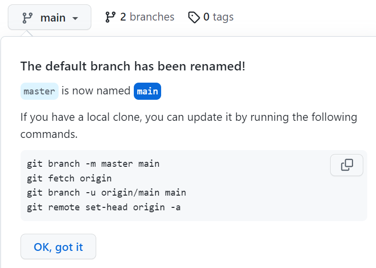 [Git] Git Branch master 에서 main 으로 변경하기 - 1FeS Notes